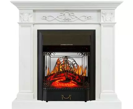 Каминокомплект Verona - Белый дуб с очагом Majestic FX M Black