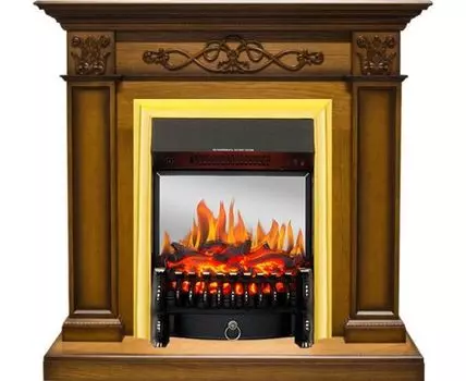 Каминокомплект Verona - Дуб антик с очагом Fobos FX M Brass