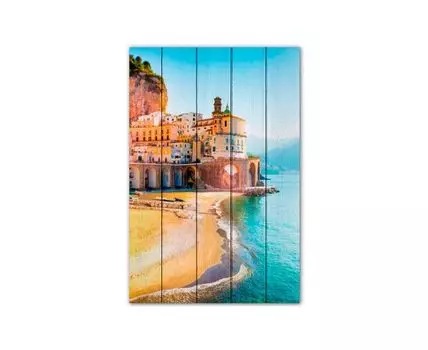 Картина на дереве Амальфи 80х120 см (Голубой, 80)