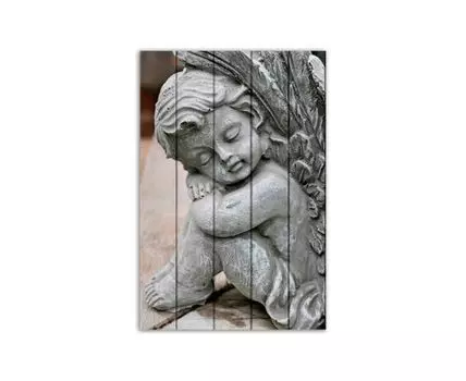 Картина на дереве Ангел 40х60 см (Серый, 40)