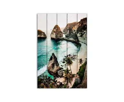 Картина на дереве Бали 80х120 см (Голубой, 80)