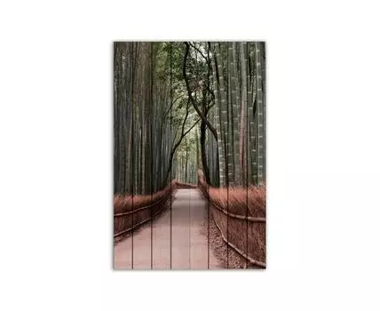 Картина на дереве Бамбуковый лес 80х120 см (Бежевый, 80)