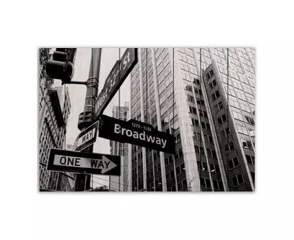 Картина на дереве Бродвей 40х60 см (Белый, 40)