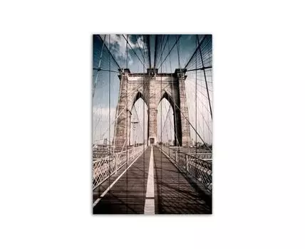 Картина на дереве Бруклинский мост 60х90 см (Серый, 60)