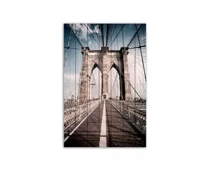 Картина на дереве Бруклинский мост 80х120 см (Серый, 80)