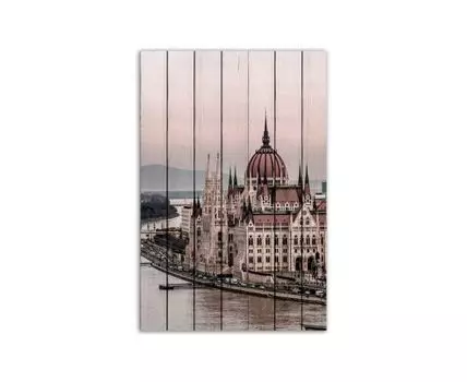 Картина на дереве Будапешт 80х120 см (Коричневый, 80)