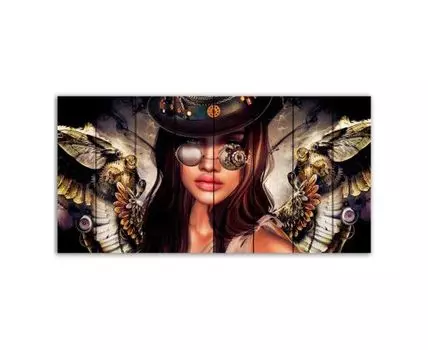 Картина на дереве Девушка с крыльями 50х100 см (Коричневый, 50)