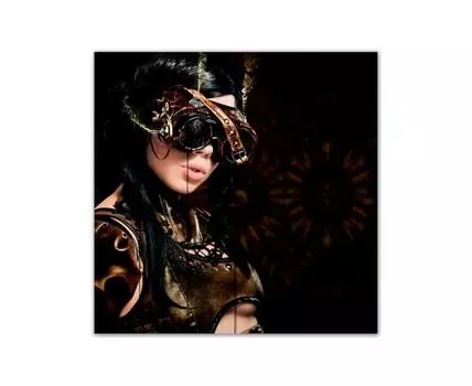 Картина на дереве Девушка Стимпанк 90х90 см (Коричневый, 90)