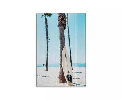 Картина на дереве Доска для серфинга 80х120 см (Голубой, 80)