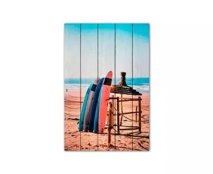 Картина на дереве Доски для серфинга 40х60 см (Голубой, 40)