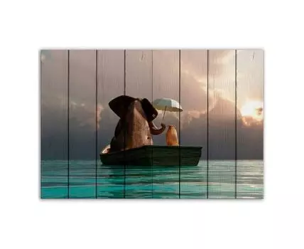 Картина на дереве Дружба 40х60 см (Зеленый, 40)