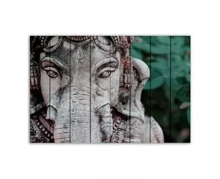 Картина на дереве Ганеш 60х90 см (Серый, 60)