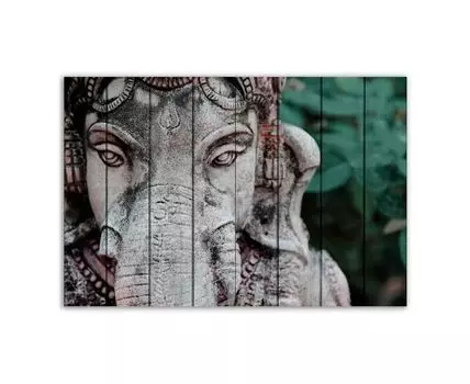 Картина на дереве Ганеш 80х120 см (Серый, 80)