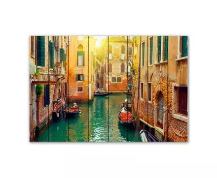 Картина на дереве Каналы Венеции 40х60 см (Бежевый, 40)