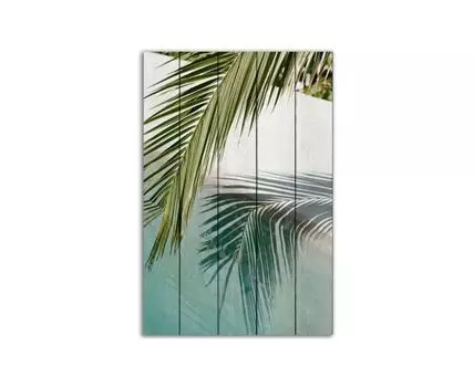 Картина на дереве Лист пальмы 40х60 см (Зеленый, 40)