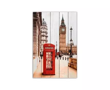 Картина на дереве Лондон 40х60 см (Красный, 40)