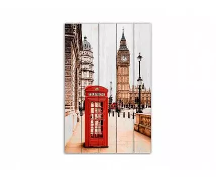 Картина на дереве Лондон 80х120 см (Красный, 80)