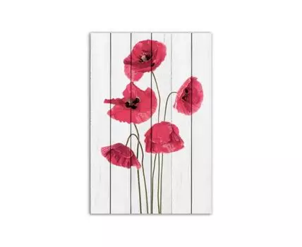 Картина на дереве Маки 100х150 см (Красный, 100)