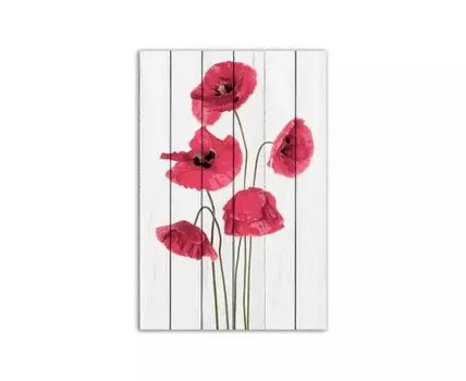 Картина на дереве Маки 80х120 см (Красный, 80)