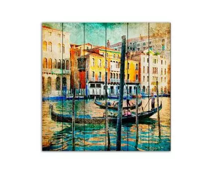 Картина на дереве Венеция 60х60 см (Бежевый, 60)