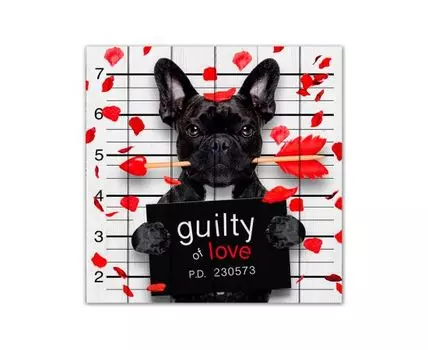 Картина на дереве Влюбленная собака 90х90 см (Черный, 90)