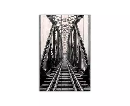 Картина на дереве Железная дорога 60х90 см (Белый, 60)