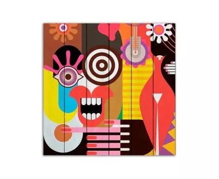 Картина на дереве Женское начало 40х40 см (Красный, 40)