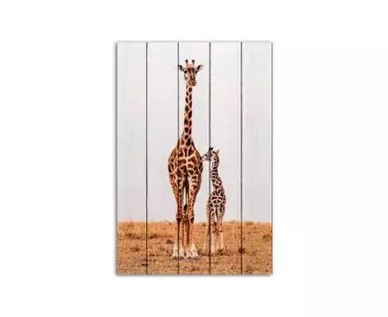 Картина на дереве Жирафы 40х60 см (Бежевый, 40)