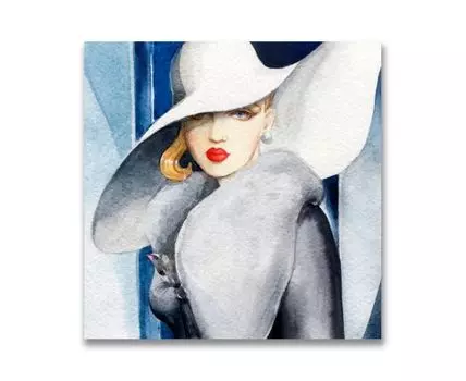 Картина на холсте Девушка в белой шляпе