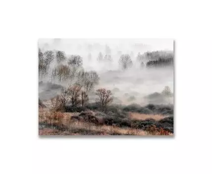 Картина на холсте Осенний лес в тумане
