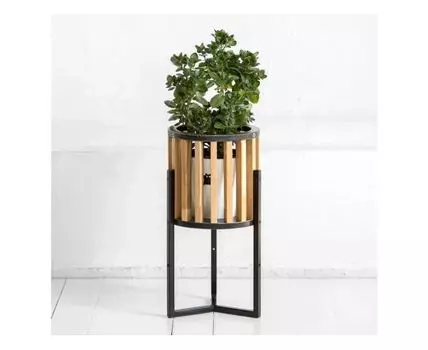 Кашпо Куг в натуральном цвете дуба с черным металлом (34)