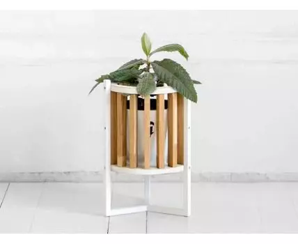 Кашпо Куг в натуральном цвете дуба с белым металлом (34)