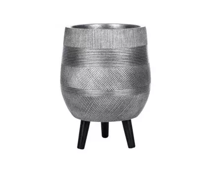 Кашпо Страйп с подставкой (серебристый)