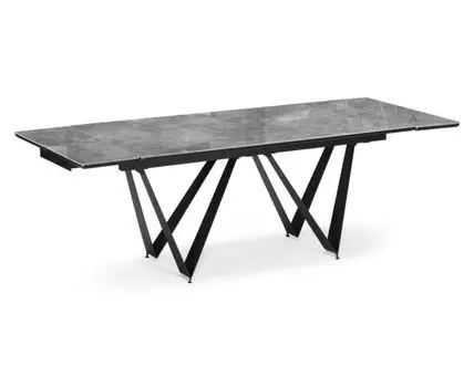 Керамический стол Марвин 160(220)х90х76 серый глняец / черный