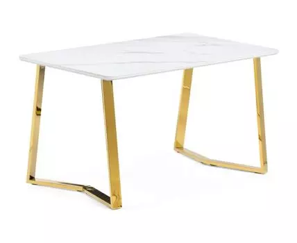 Керамический стол Селена 1 160х90х77 белый мрамор / золото