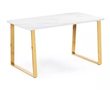 Керамический стол Селена 2 160х90х77 белый мрамор / золото
