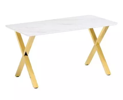 Керамический стол Селена 3 160х90х77 белый мрамор / золото