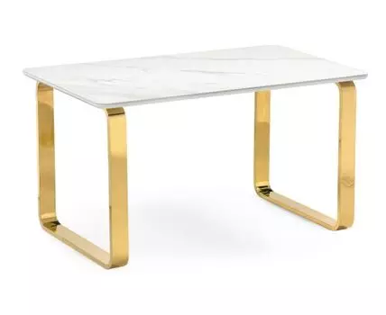 Керамический стол Селена 4 160х90х77 белый мрамор / золото