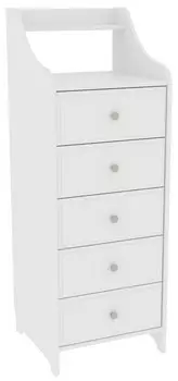 Комод 5 Вествик с пятью выдвижными ящиками и полки, массив сосны, цвет белый