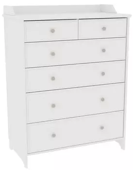 Комод 6 Вествик с шестью выдвижными ящиками,массив сосны, цвет белый