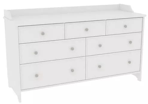 Комод 7 Вествик с семью выдвижными ящиками, массив сосны, цвет белый