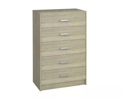 Комод Делакур (Высокие, Неглубокие, Ящики, Под телевизор, Светлое дерево, 80 см)