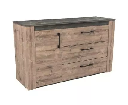 Комод Денвер (Низкие, Неглубокие, Полки, Под телевизор, Коричневое дерево, 130 см)