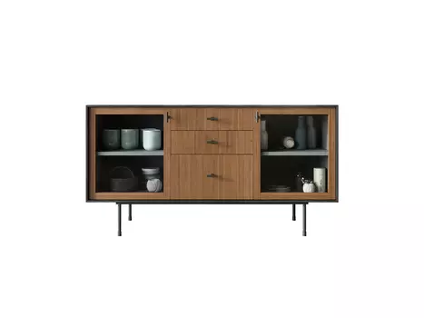 Комод две стеклянные дверки и три ящика Emerson