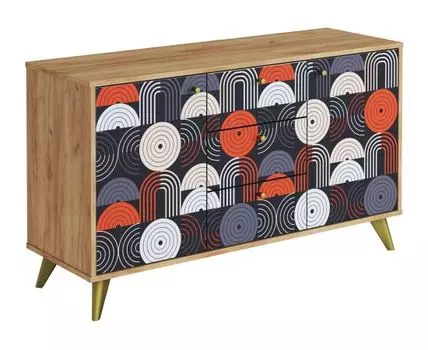 Комод Фьюжн (Низкие, 40 см, Полки, Прямые, Светлое дерево, 120 см)