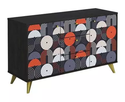 Комод Фьюжн (Низкие, 40 см, Полки, Прямые, Черный, 120 см)