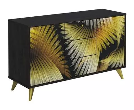 Комод Фьюжн (Низкие, 40 см, Полки, Прямые, Черный, 120 см)