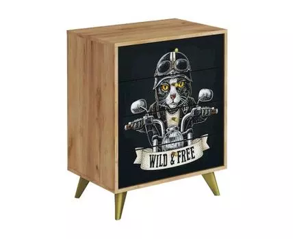 Комод Фьюжн (Низкие, 40 см, Ящики, Прямые, Светлое дерево, 60 см)