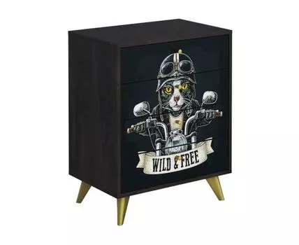 Комод Фьюжн (Низкие, 40 см, Ящики, Прямые, Черный, 60 см)