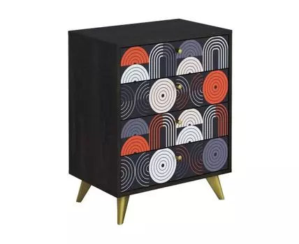 Комод Фьюжн (Низкие, 40 см, Ящики, Прямые, Черный, 60 см)